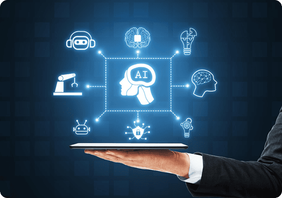 Illustration of AI tools and systems connected through an AI integration platform.