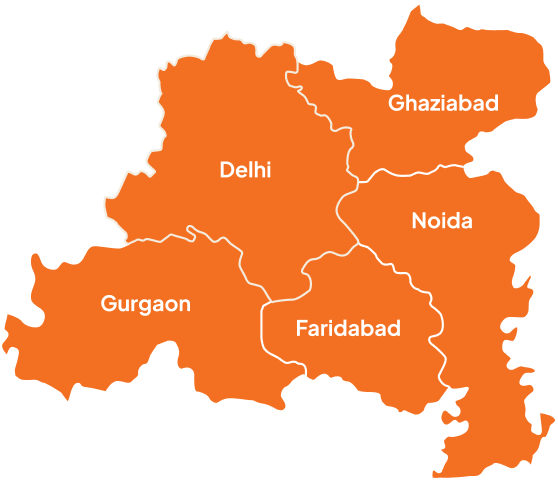 Delhi NCR map showing areas covered by SEO services
