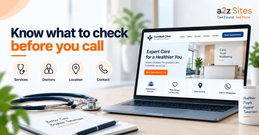 Clinic website information for contacting a clinic online