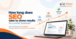 SEO for small businesses timeline showing early improvements and long-term growth.