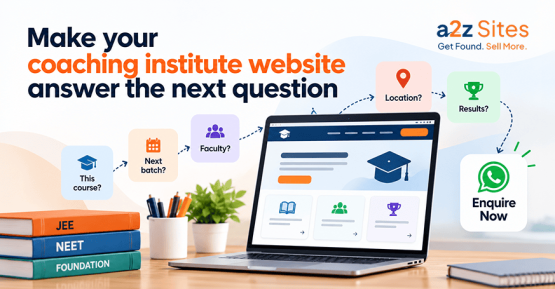 Coaching institute website showing course information and enquiry journey